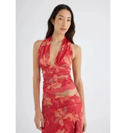 Benni Penelope Halter Maxi Dress Hibiscus Floral Size AU 6 for rent on The Volte - image 4