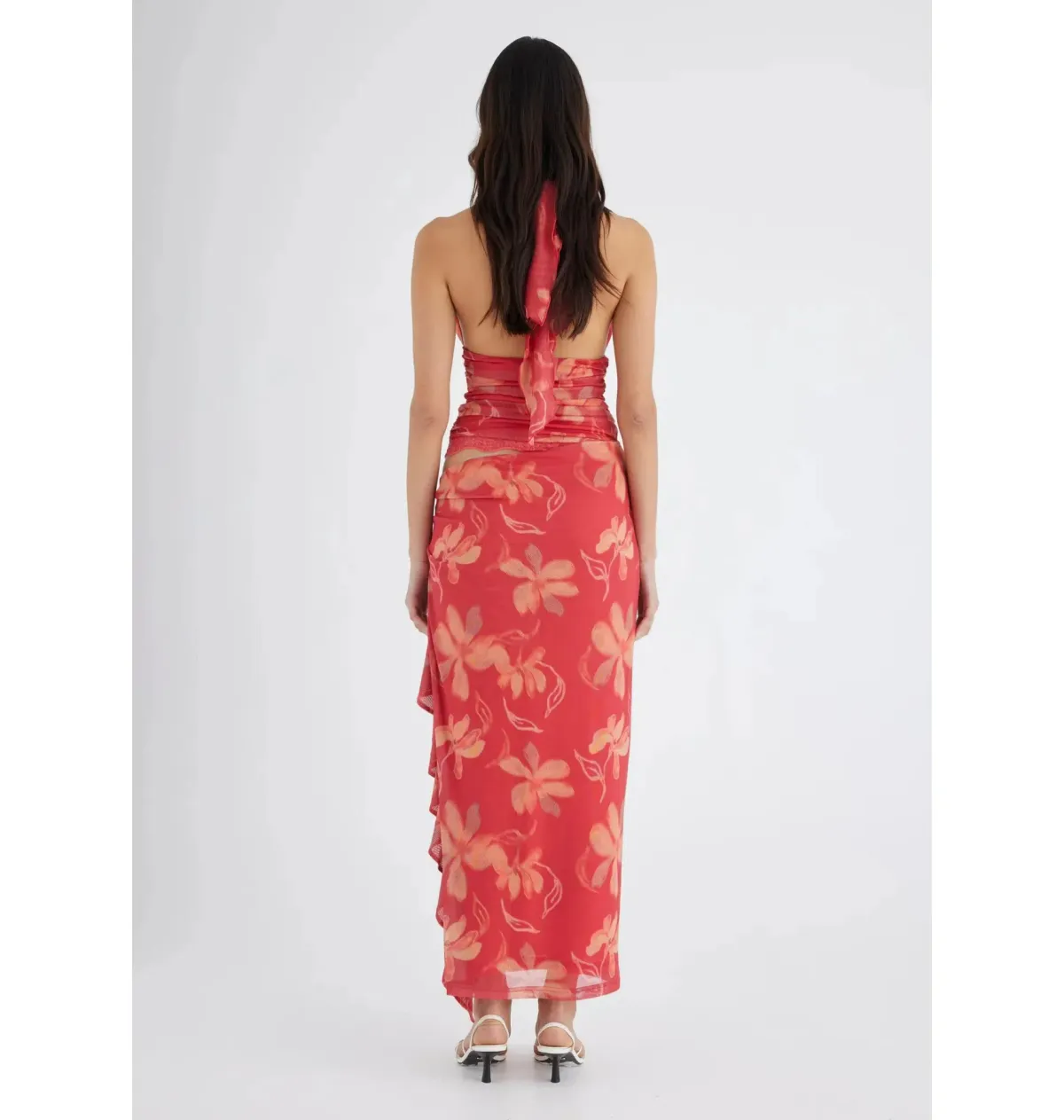 Benni Penelope Halter Maxi Dress Hibiscus Floral Size AU 6 - Image 5