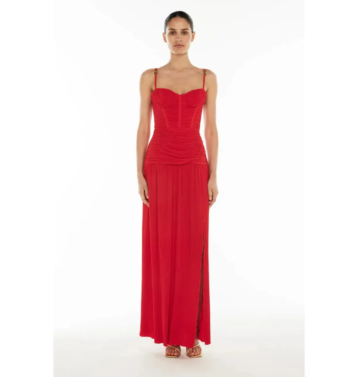 Manning Cartell Double Time Pleat Maxi Dress in Red Size AU 6 - Image 1