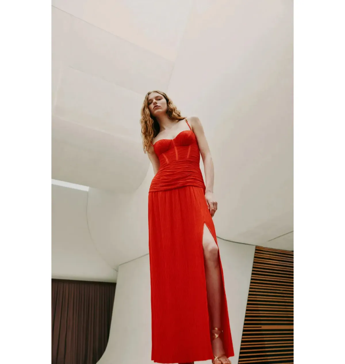 Manning Cartell Double Time Pleat Maxi Dress in Red Size AU 8 - Image 5