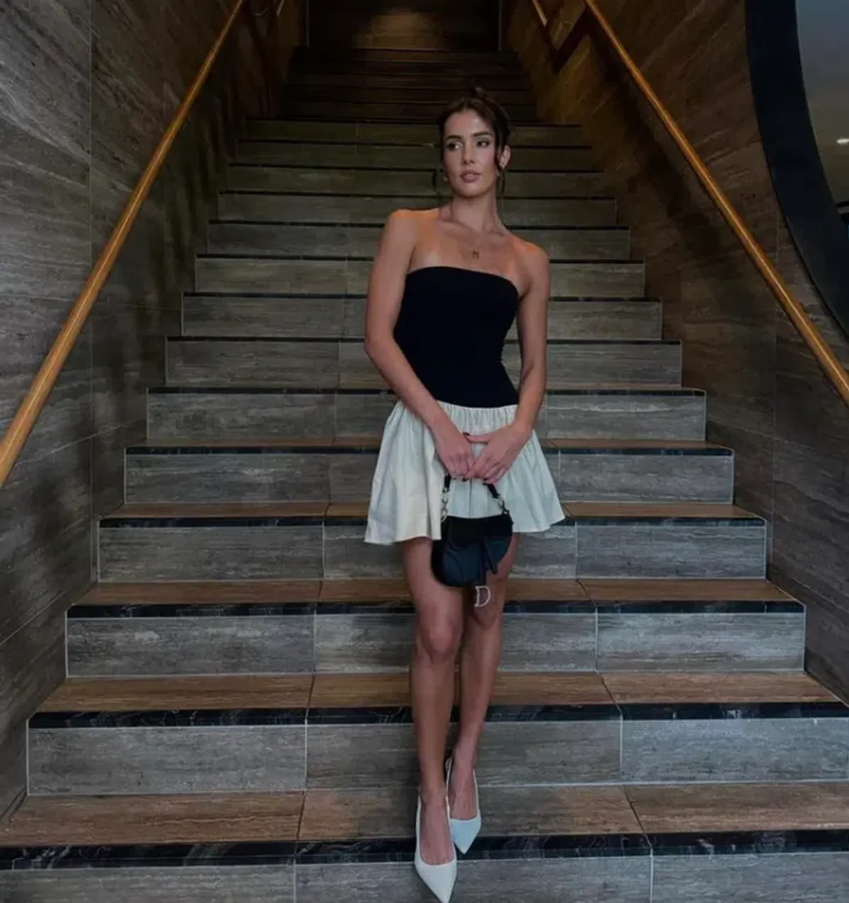 Arcina Ori Celine Mini Dress Black/White Size AU 10 - Image 4