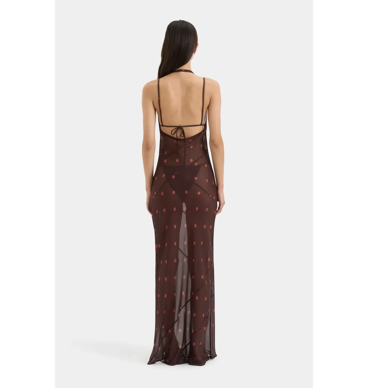 Sir the Label Toni Halter Dress in Chocolate Dot Size 2 / AU 10  - Image 2