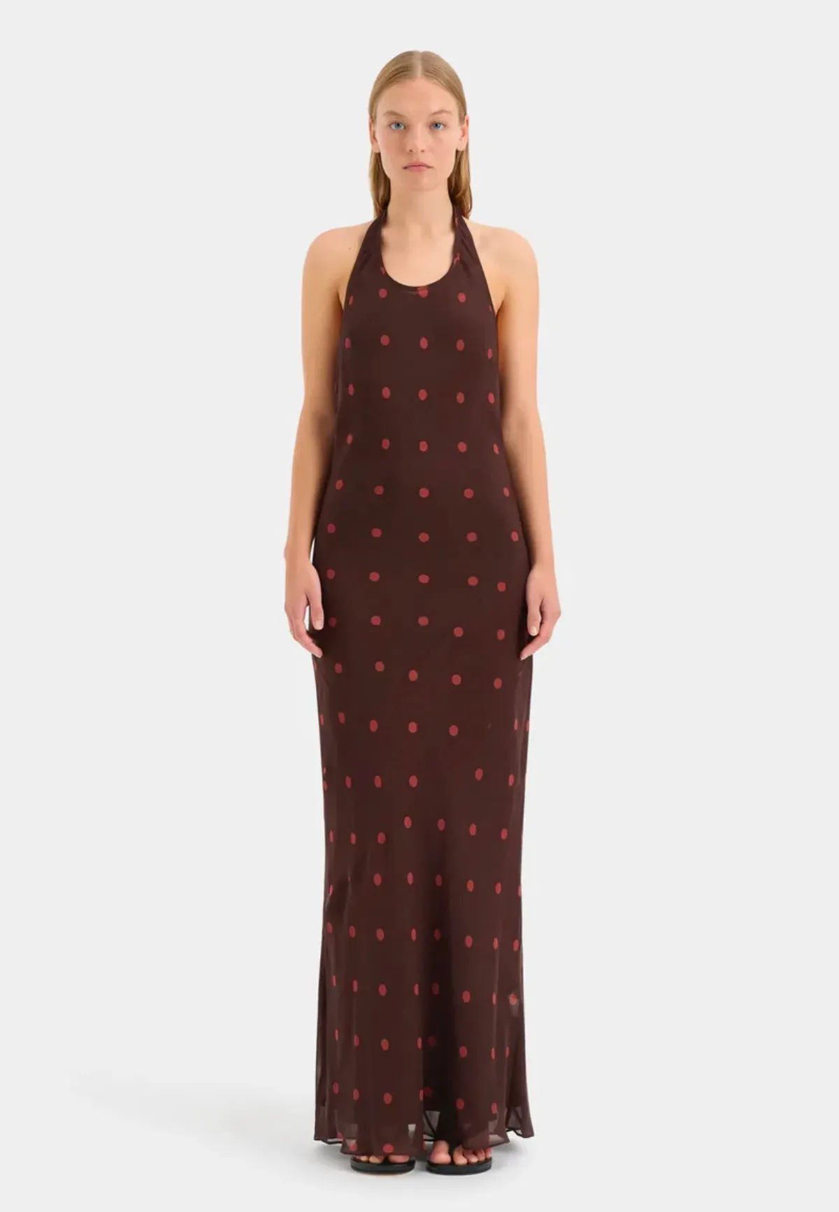Sir the Label Toni Halter Dress in Chocolate Dot Size 2 / AU 10  - Image 5