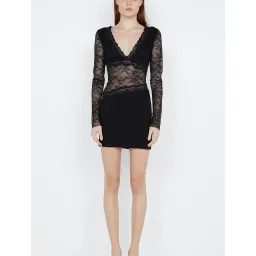 Bec & Bridge Sashay Lace Long Sleeve Mini Dress Black Size 6 for rent on The Volte - image 2