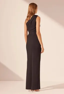 Shona Joy Lani Asymmetrical Gathered Maxi Dress in Black Size 8 for rent on The Volte - image 2
