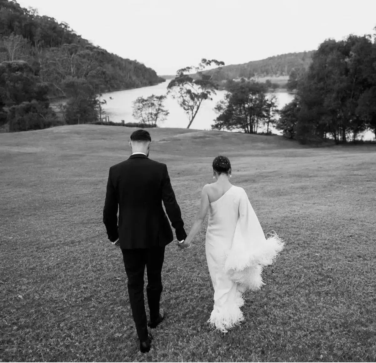 Taller Marmo Ubud One Shoulder Feather Trimmed Crepe Maxi Dress Ivory Size 38 / AU 6 - Image 8