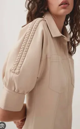 AJE Flourisher Braided Mini Dress Beige Size 8 for rent on The Volte - image 2