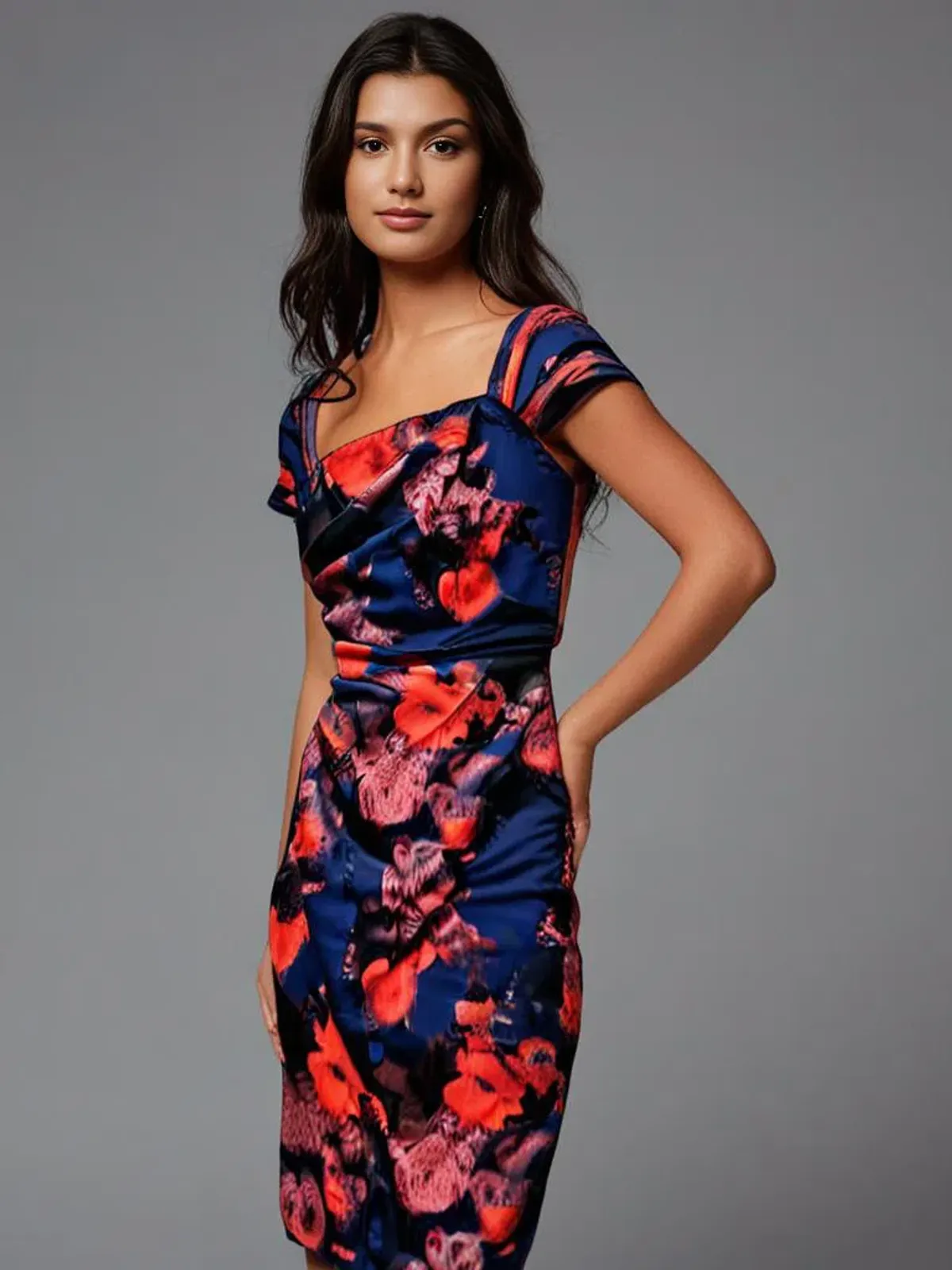 Alexis George Dress Ruffle Mini Dress Abstract Floral Print Size 12 - Image 2