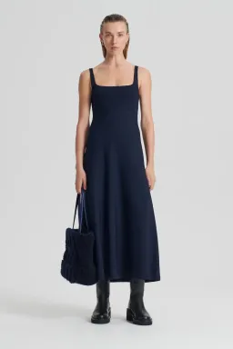 Scanlan Theodore Crepe Knit Square Neck Dress Navy Size XS/Au 8 for rent on The Volte - image 1