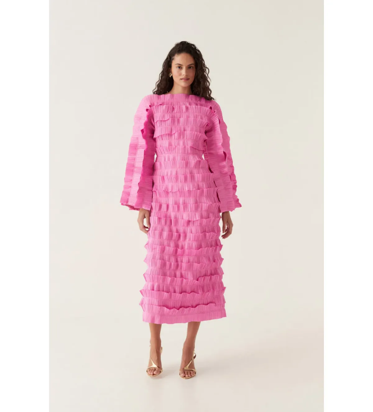 Aje Palladium Ruffled Midi Dress Pink  Size  8 - Image 2