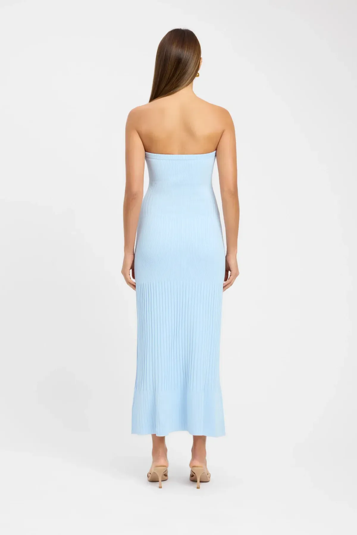 Kookaï Serah Strapless Midi Dress Light Blue Size AU8 - Image 3