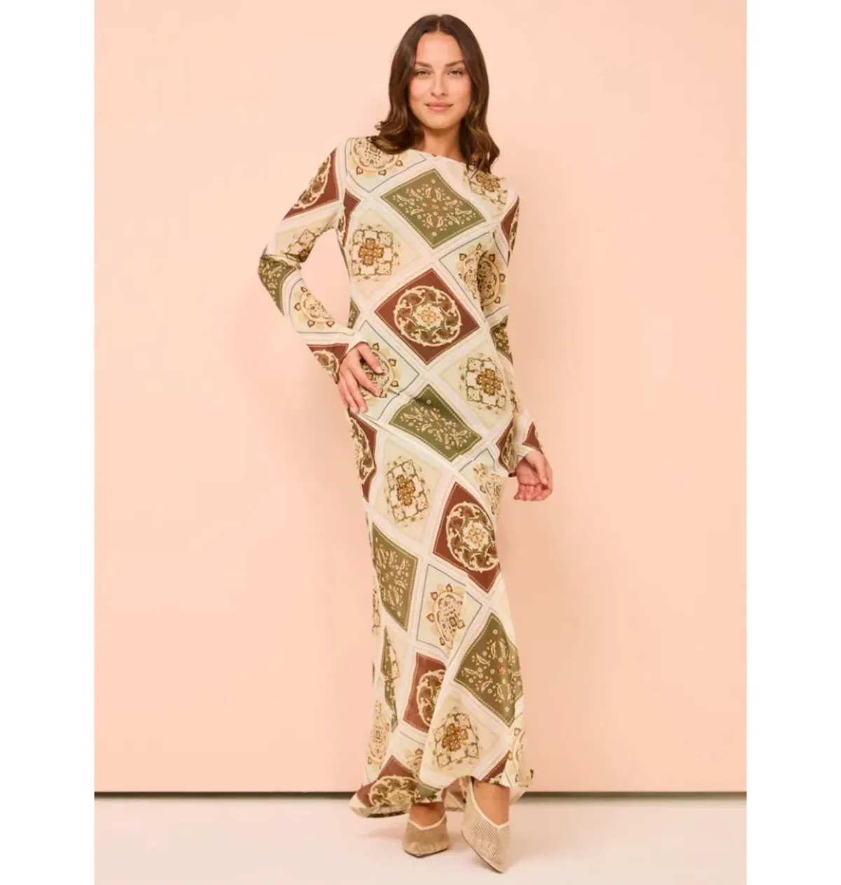 Hansen & Gretel Sundra Slip Dress in Evergreen Tile Size S / AU 8 - Image 2