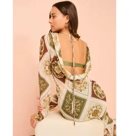 Hansen & Gretel Sundra Slip Dress in Evergreen Tile Size S / AU 8 for rent on The Volte - image 8