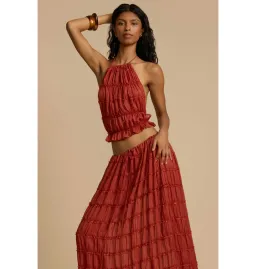 Arcina Ori Juliette Halter and Skirt Set in Red Size Small / AU 8 for rent on The Volte - image 3