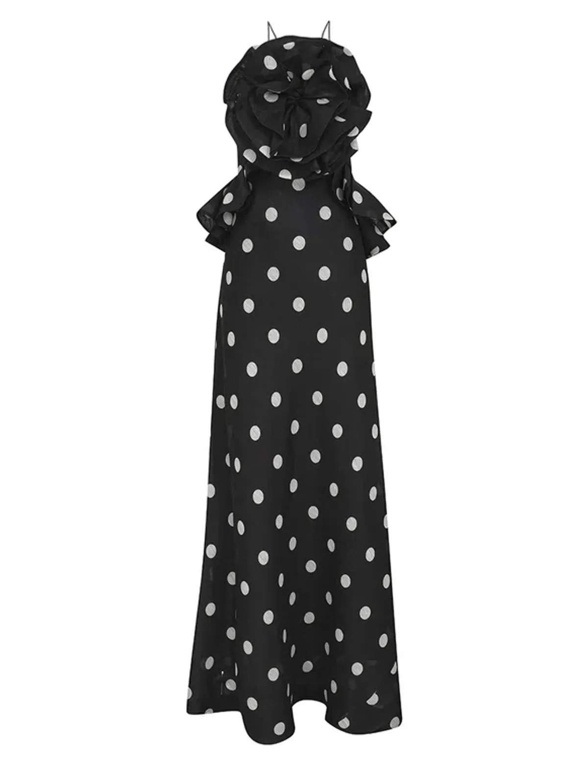 Zimmermann The Crush Ruffle Halter Maxi Dress in Black/Cream Dot Size 0 / AU 8 - Image 3