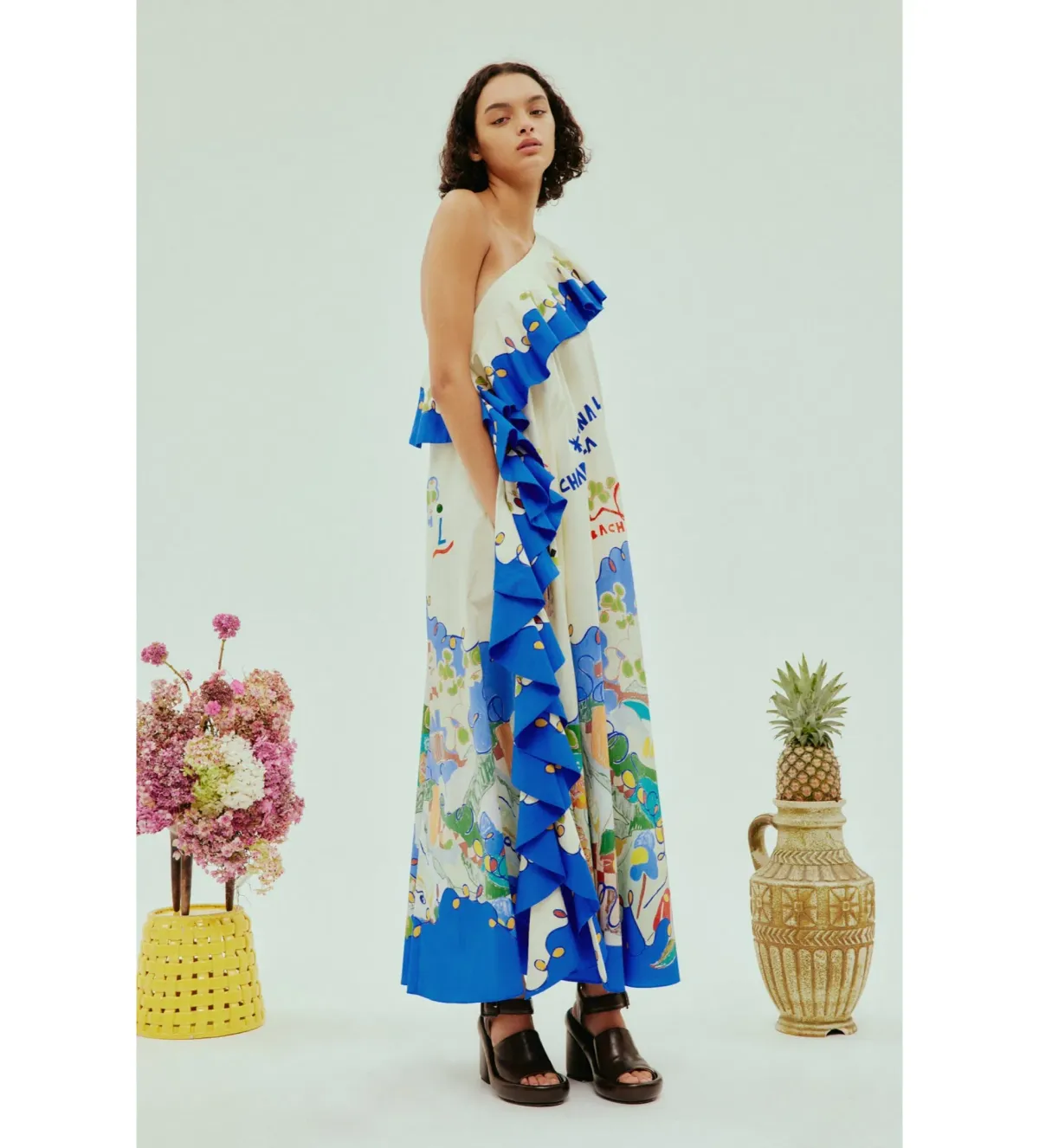 Alemais Nadia One Shoulder Ruffle Dress Print Size AU 6  - Image 2