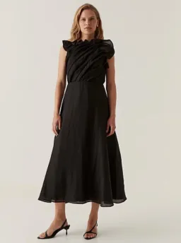 Aje Genesis Midi Black Dress Black Size AU 8 for rent on The Volte - image 1