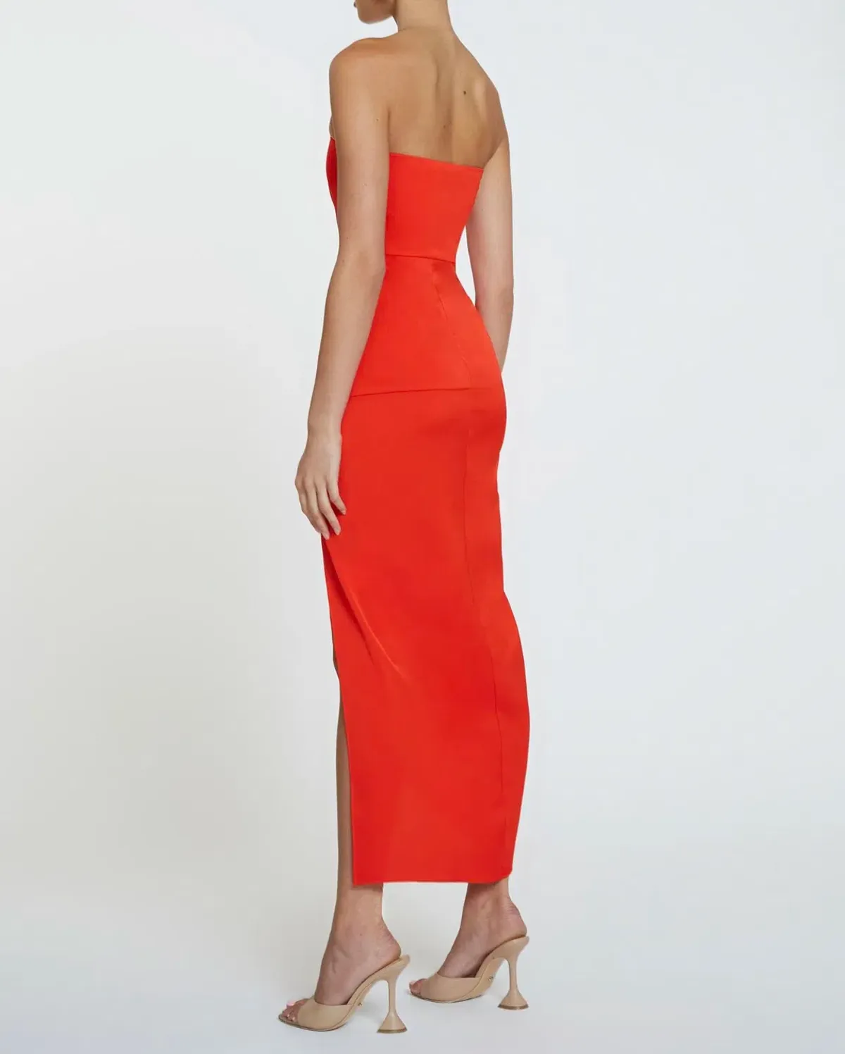 By Johnny The Lotus Strapless Midi Dress Red Size 6 - Image 3