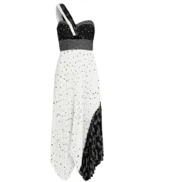 A.L.C. Aurora Pleated One Shoulder Midi Dress White Black Size AU 8 for rent on The Volte - image 7