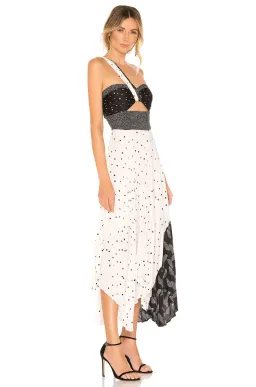A.L.C. Aurora Pleated One Shoulder Midi Dress White Black Size AU 8 for rent on The Volte - image 2