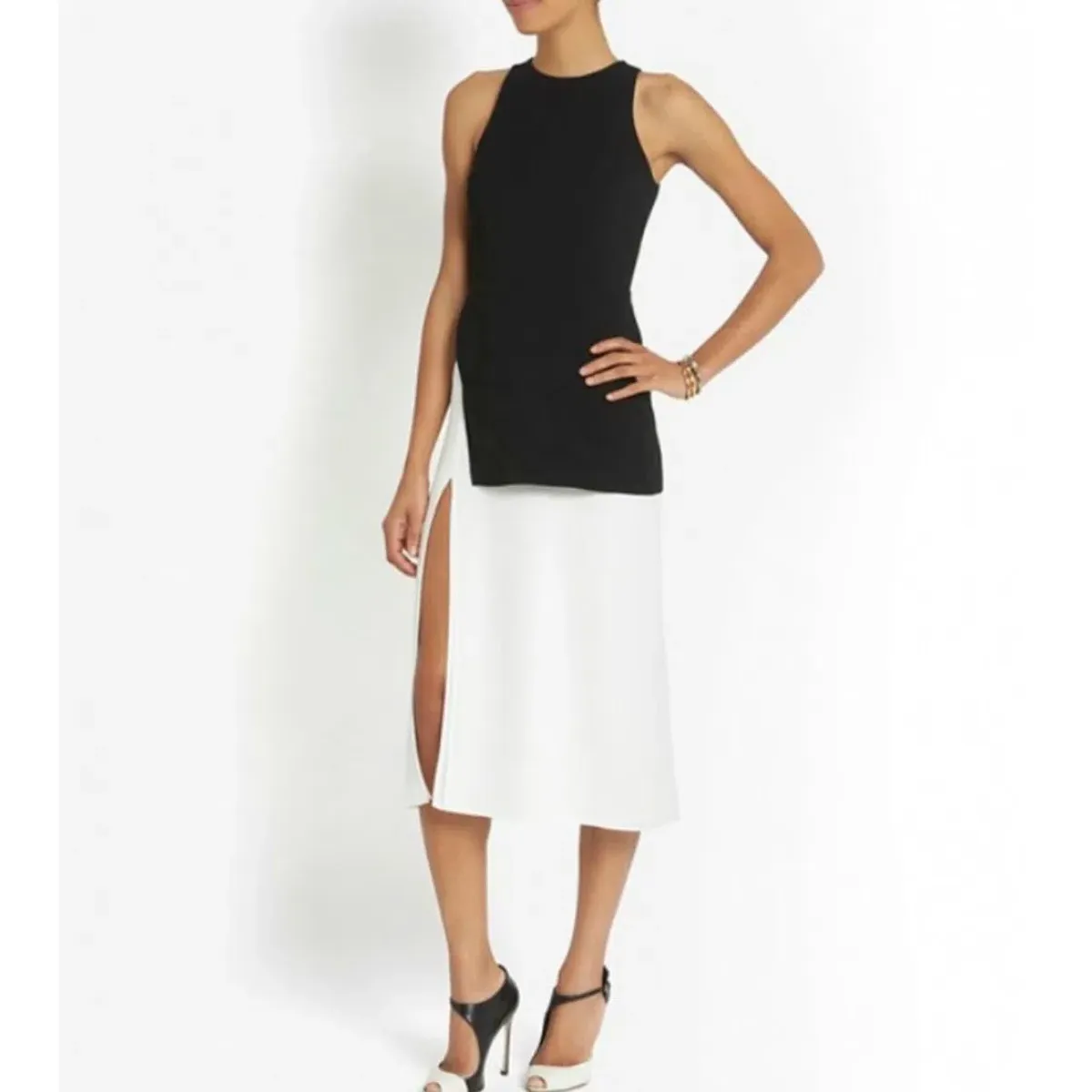 A.L.C. Mer Sleeveless Midi Dress Black White Size AU 4 - Image 3