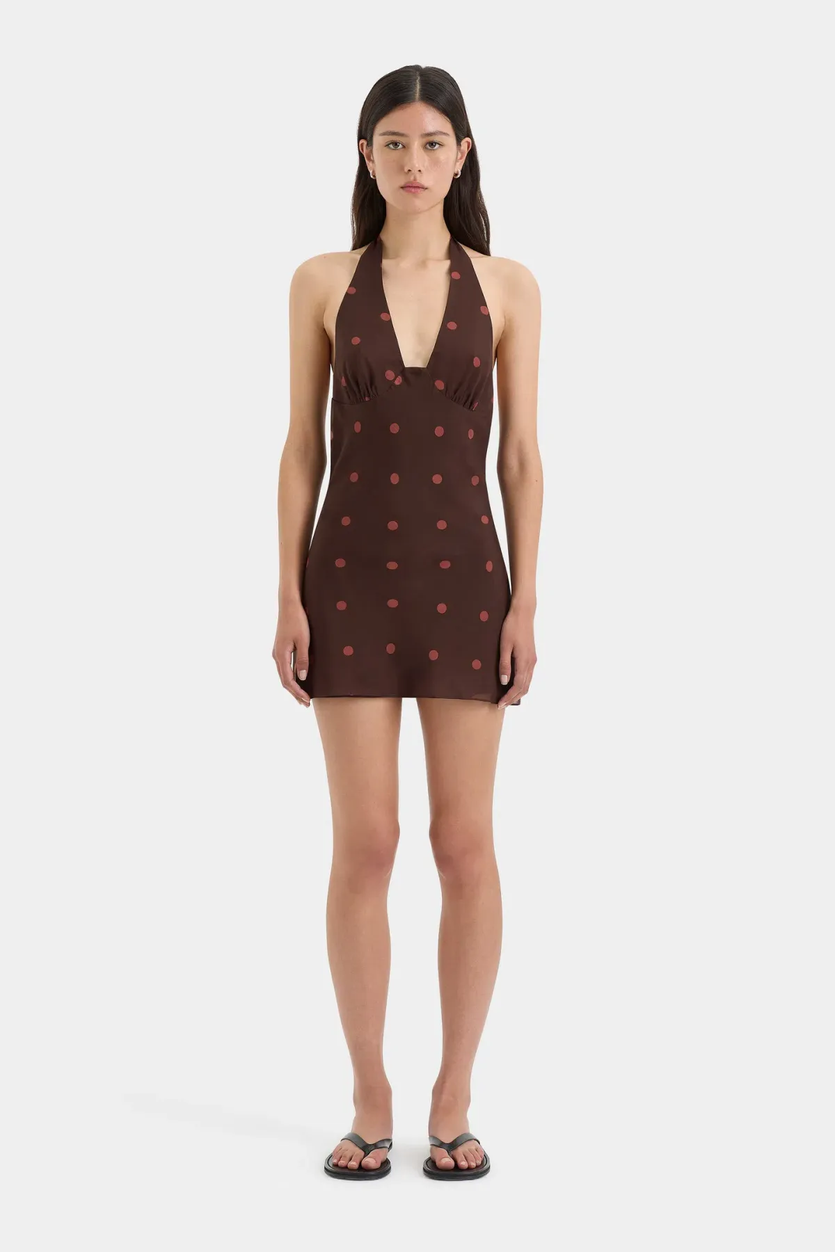 Sir the Label Toni Halter Mini Dress Chocolate Dot Size 1 / AU 8 - Image 1
