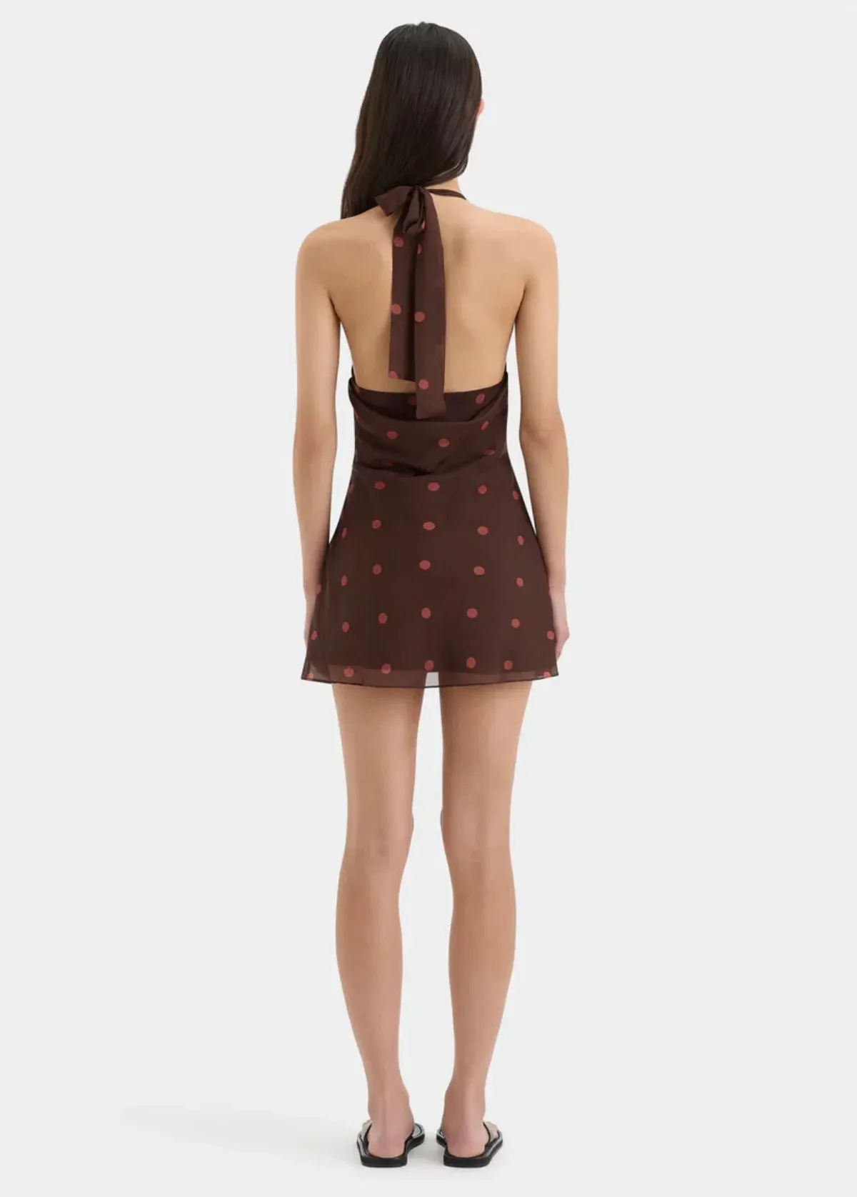 Sir the Label Toni Halter Mini Dress Chocolate Dot Size 1 / AU 8 - Image 3