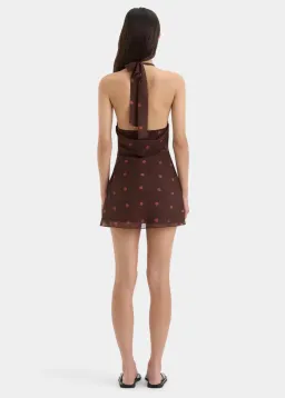 Sir the Label Toni Halter Mini Dress Chocolate Dot Size 1 / AU 8 for rent on The Volte - image 3