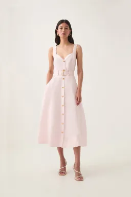 Aje Clay Belted Midi Dress in Pastel Pink Size AU 8 for rent on The Volte - image 1