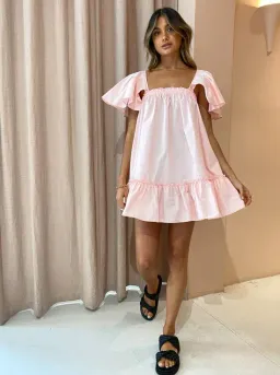 Blanca Studios Filomena Mini Dress Pink One Size baby Babydoll flare for rent on The Volte - image 1