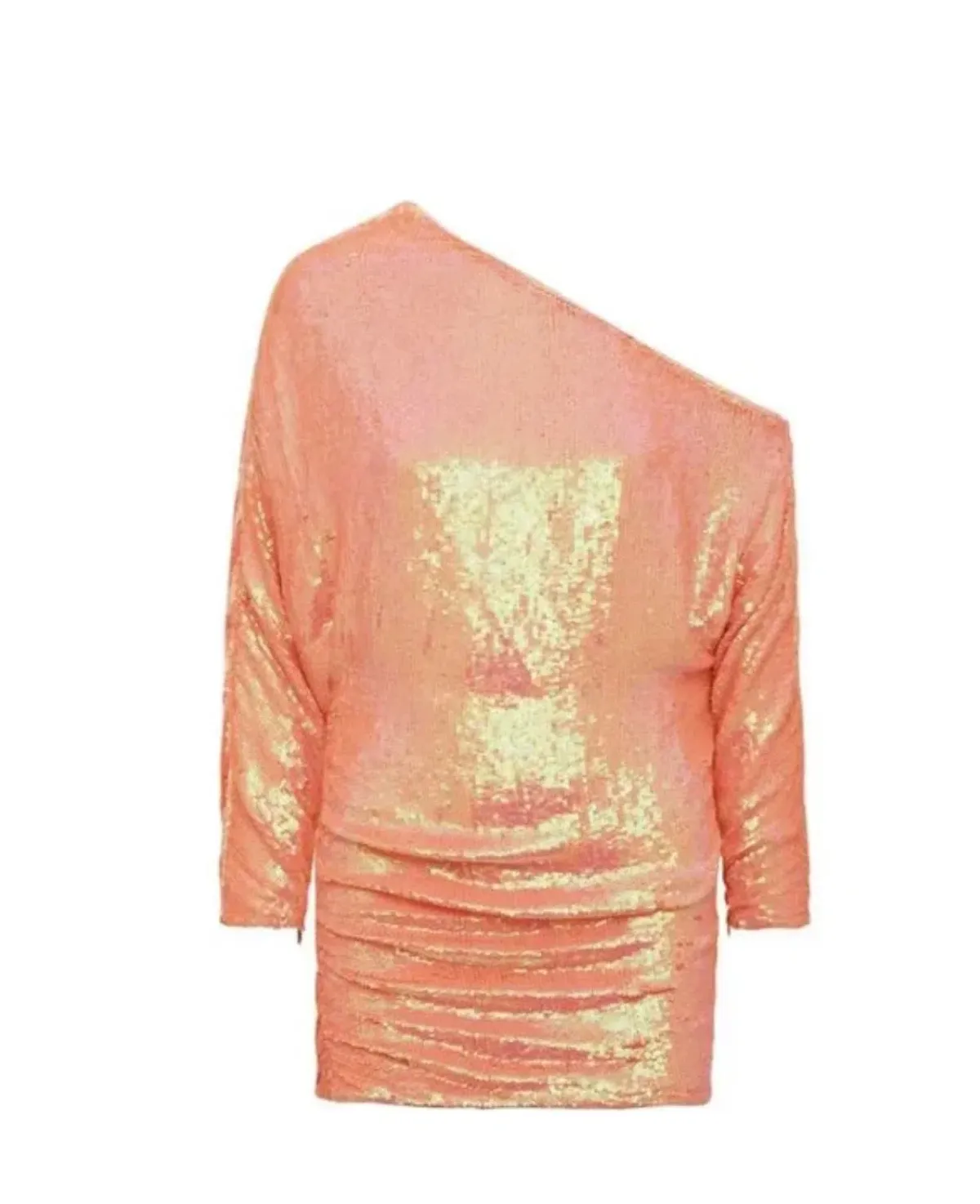 Retrofete Yasmin Sequin Off Shoulder Ruched Mini Dress in Grapefruit Size S / AU 8 - Image 8