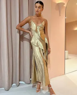 Acler Queensbridge Dress In Golden Size AU 14 for rent on The Volte - image 2