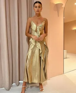 Acler Queensbridge Dress In Golden Size AU 14 for rent on The Volte - image 1