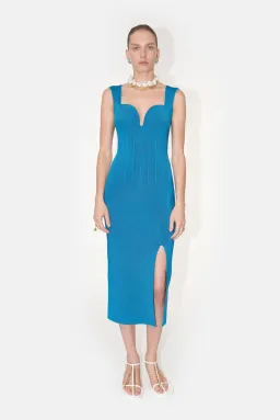 Galvan London Electra Stretch Knit Midi Dress Electric Blue Size XL / AU 16 for rent on The Volte - image 1