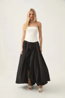 AJE Violette Bubble Hem Maxi Dress Black/White Size 8  for rent on The Volte - image 2