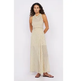 Bec & Bridge Anise High Neck Dress in Butter/Plum Stripe Size AU 8 for rent on The Volte - image 1
