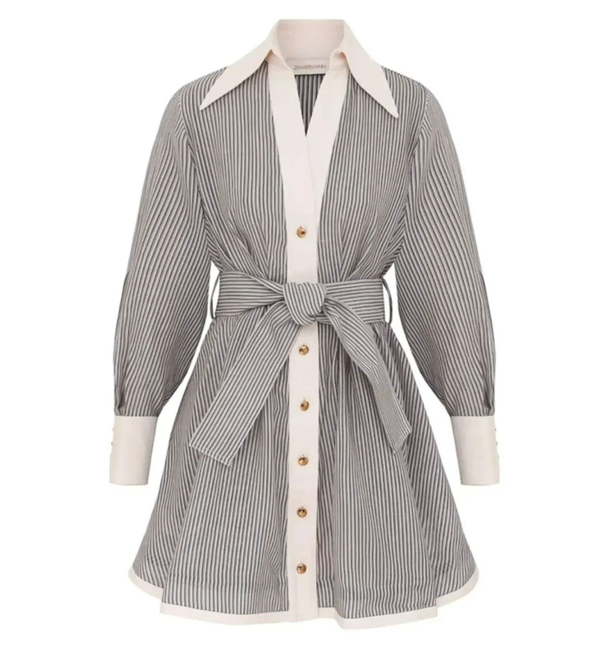 Zimmermann Illustration Tuck Mini Dress in Stripe Size 0P/AU 6 - Image 4