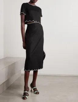 Zimmermann Crush Scallop Top and Skirt Size 0P / AU 6 Set in Black for rent on The Volte - image 1