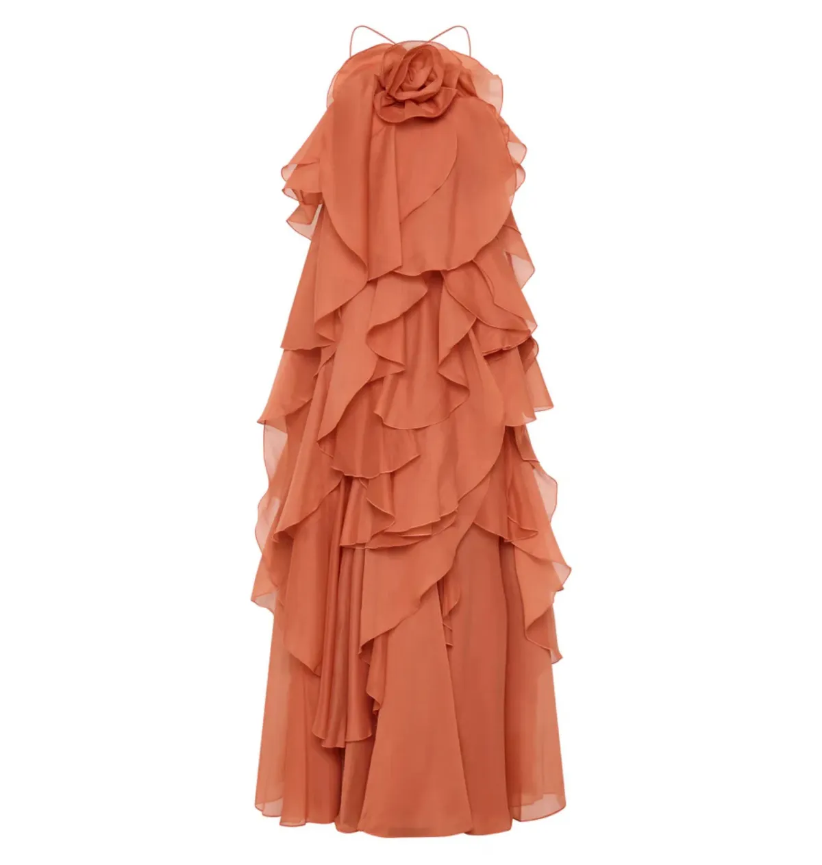 Aje Pandorea Layered Maxi Dress Coral Clay Size AU 12 - Image 4