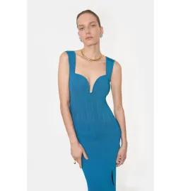 Galvan London Electra Stretch Knit Midi Dress Electric Blue Size XL AU 14 for rent on The Volte - image 3