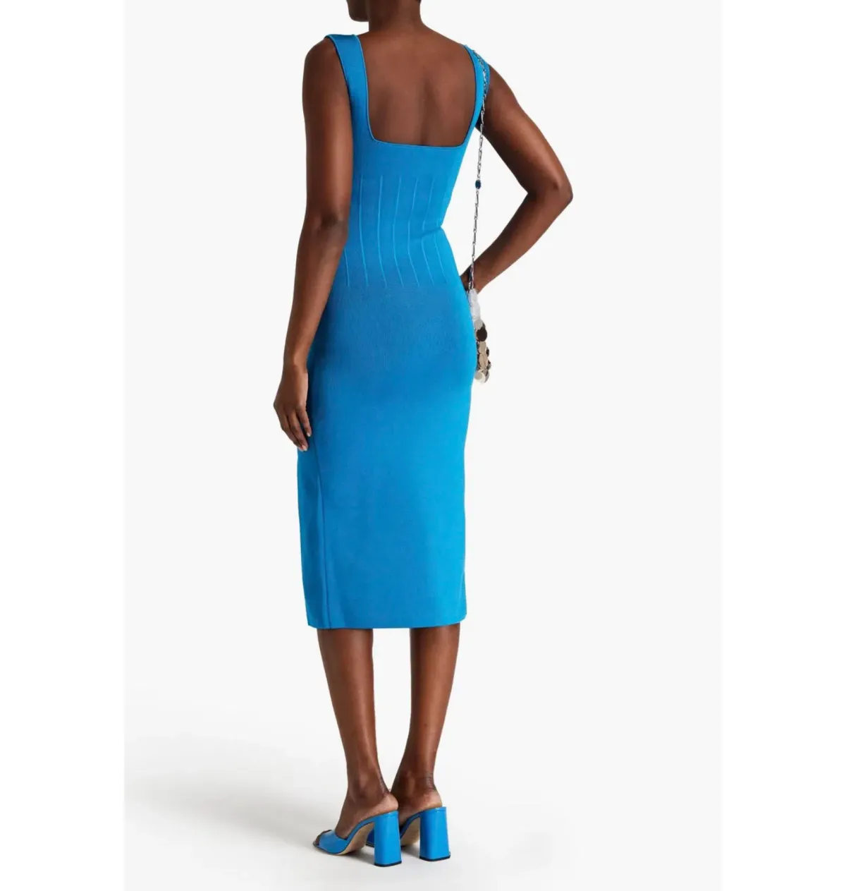 Galvan London Electra Stretch Knit Midi Dress Electric Blue Size XL AU 14 - Image 7