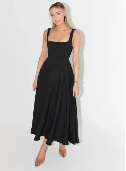 Odd Muse Ultimate Muse High Waist Square Neck Midi Dress Black Size AU 12 for rent on The Volte - image 1