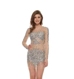 Jovani 7757 Sheer Cocktail Dress Beaded Size 6 for rent on The Volte - image 1