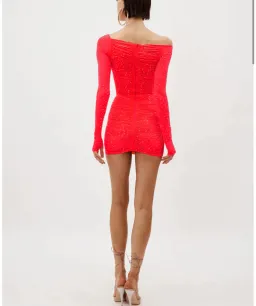 Alex Perry Tinley Crystal Mini Dress Strawberry Size AU 10  for rent on The Volte - image 4