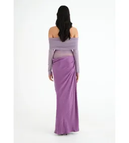 BENNI Yasmin Off Shoulder Maxi Dress Vintage Orchid Size 10  for rent on The Volte - image 3