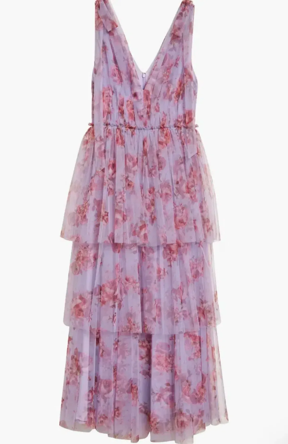 Lela Rose Floral Tiered Tulle Dress Purple Size AU 14 - Image 2