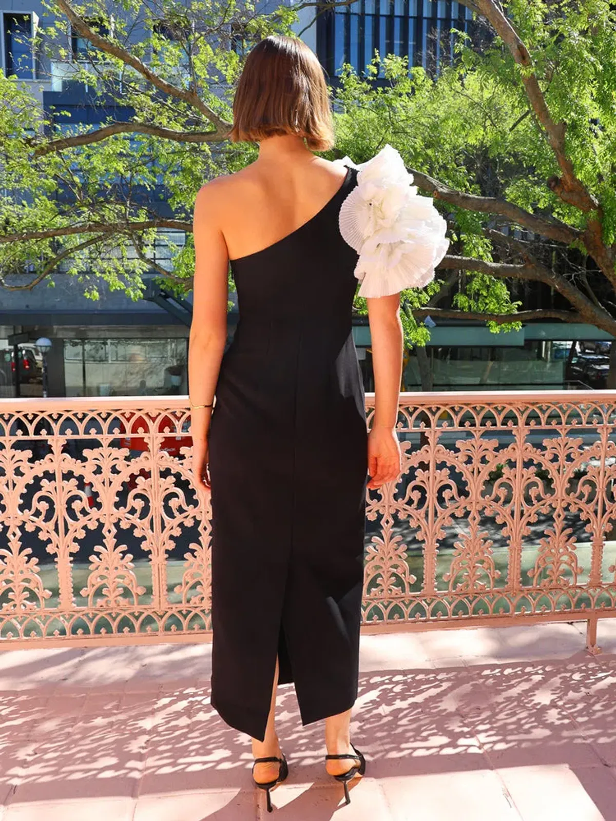 Acler Hampstead Midi Dress In Black With Ivory Size 12 - Image 3