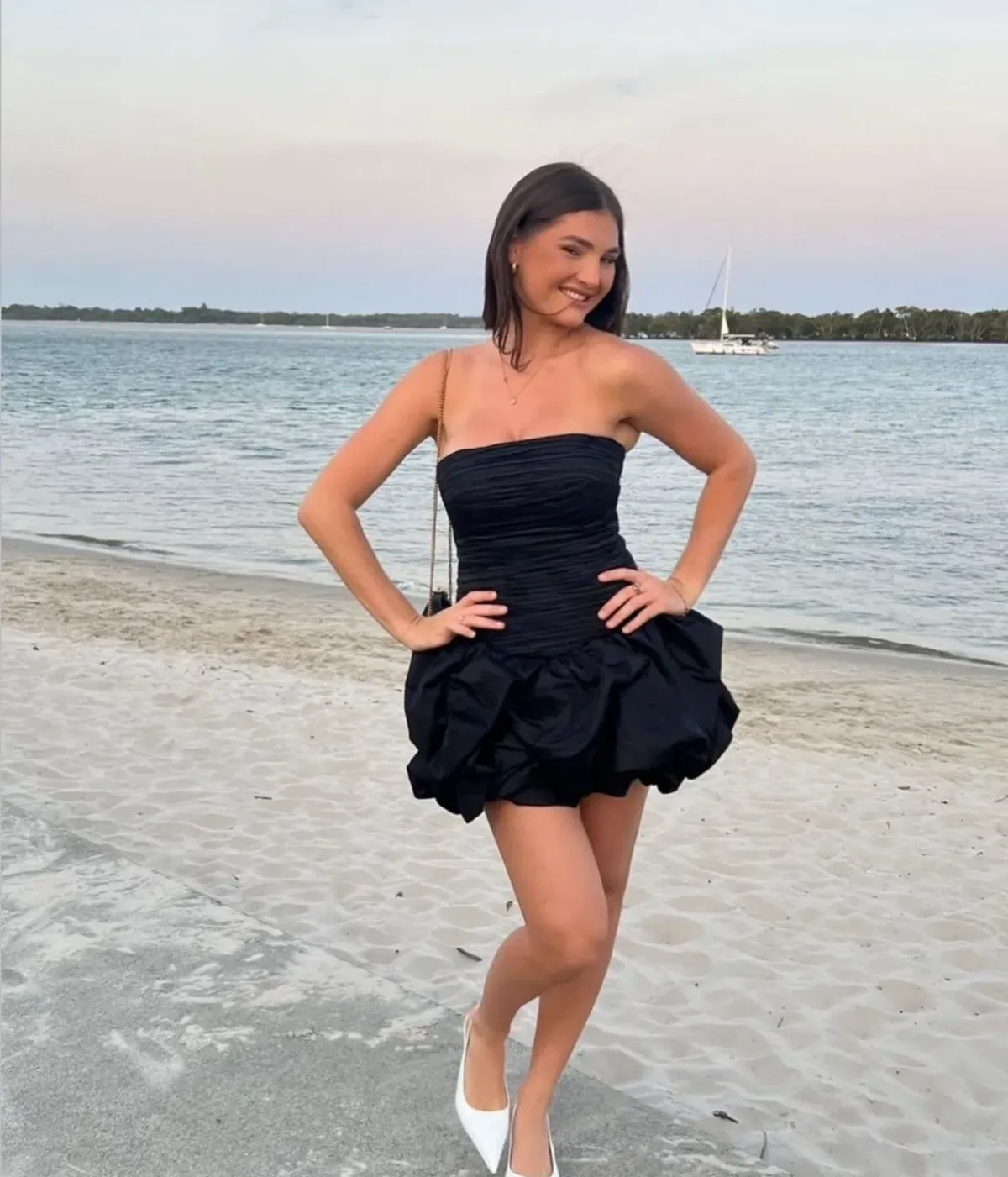 Aje Violette Bubble Hem Mini Dress Black Size 8 - Image 5