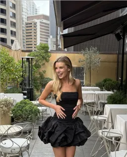 Aje Violette Bubble Hem Mini Dress Black Size 8 for rent on The Volte - image 3