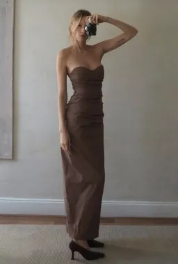 Sir The Label Alba Strapless Maxi Dress Gown in Mocha Brown Size 0 / AU 6 / XS  for rent on The Volte - image 8